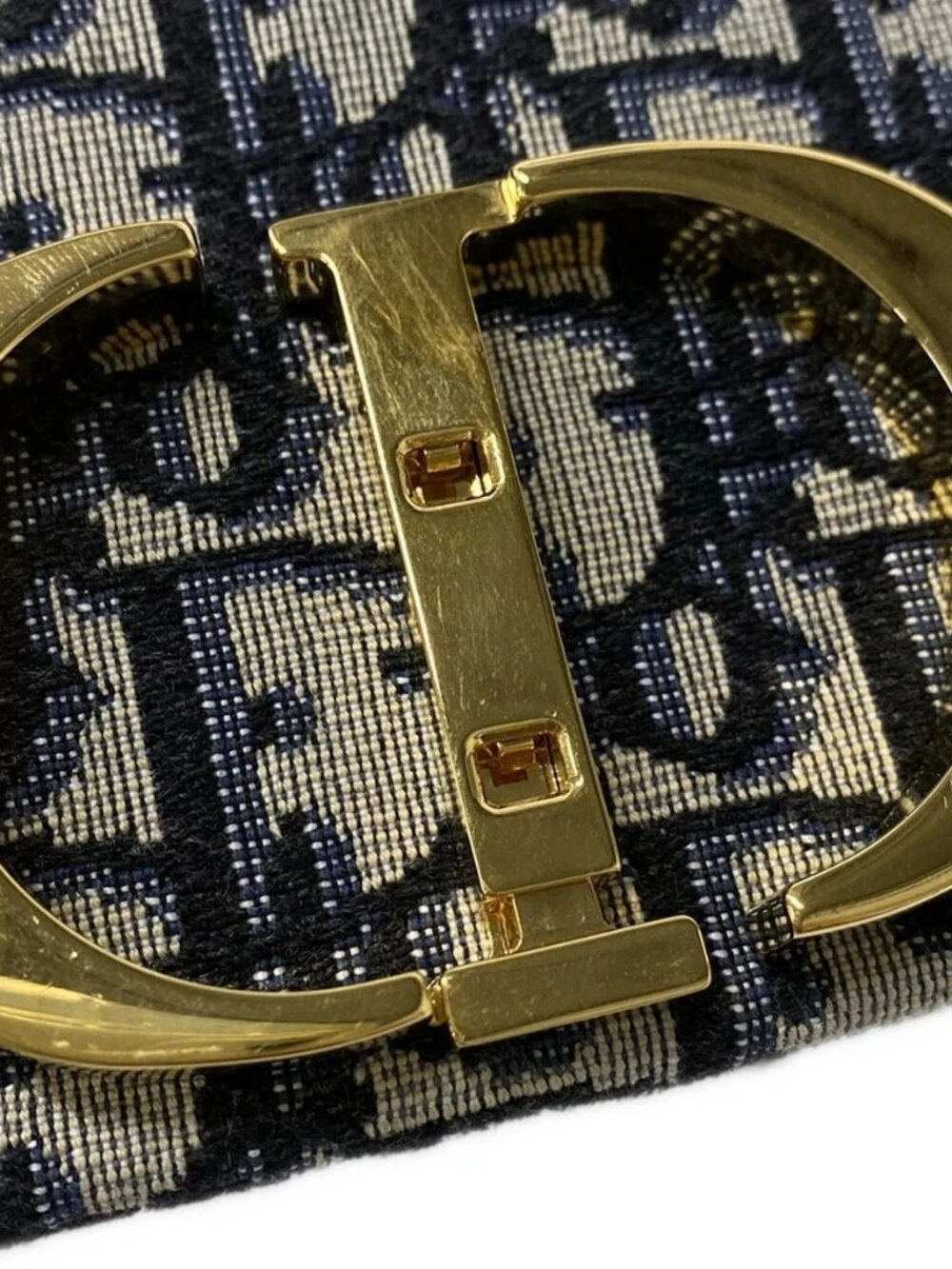 DIOR/ChristianDior 30 Montaigne Box Bag - Cream Navy Jacquard Leather - Picture 13 of 16